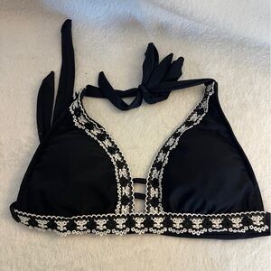 Black and White Sequin Bikini Top